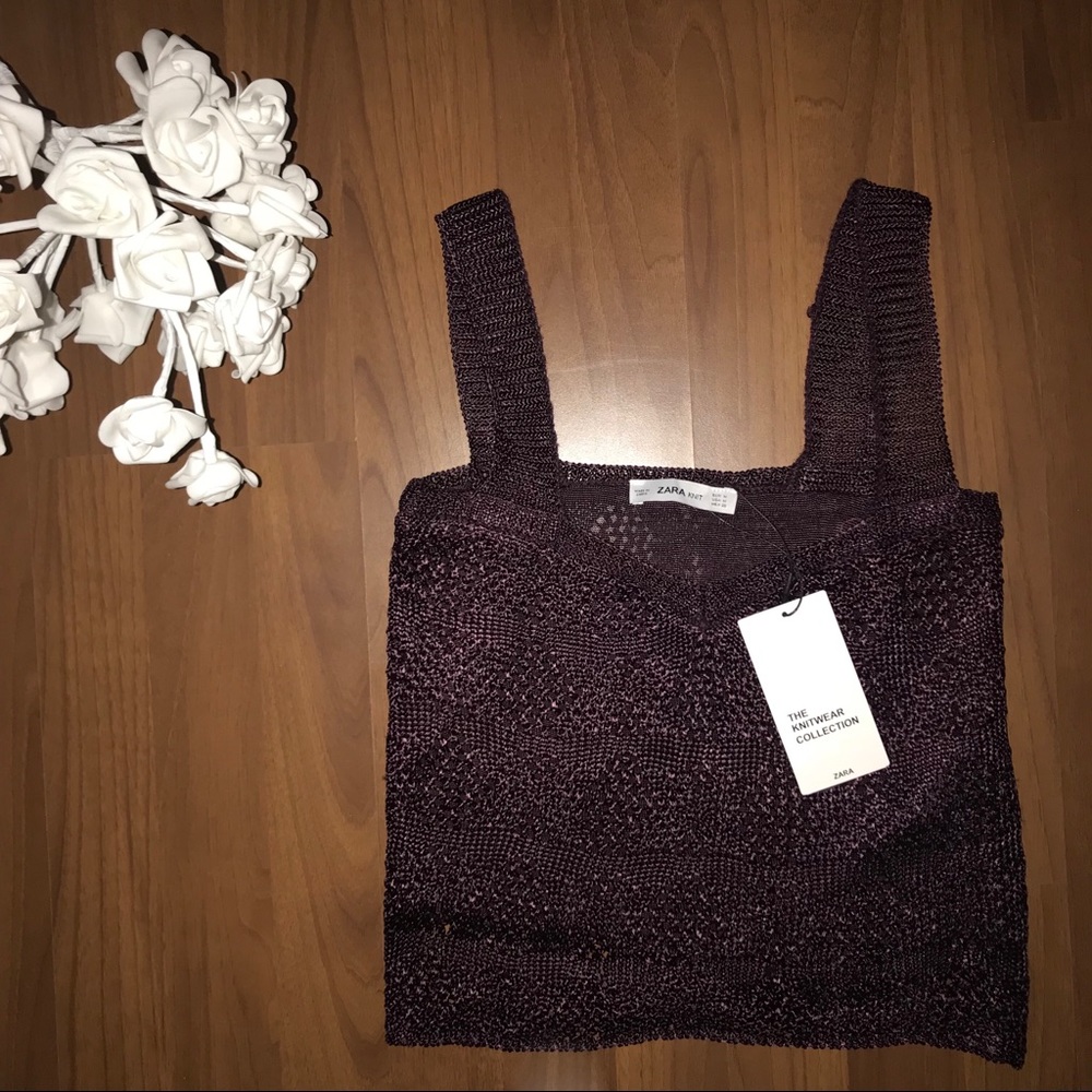Zara Maroon Brand New Knit Wear Collection Top